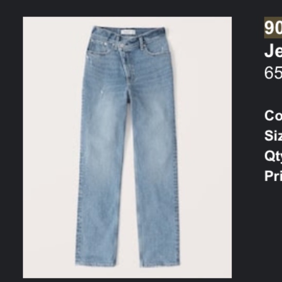 NWOT Abercrombie Curve Love Ultra High Rise 90s Straight Jeans - Picture 6 of 7